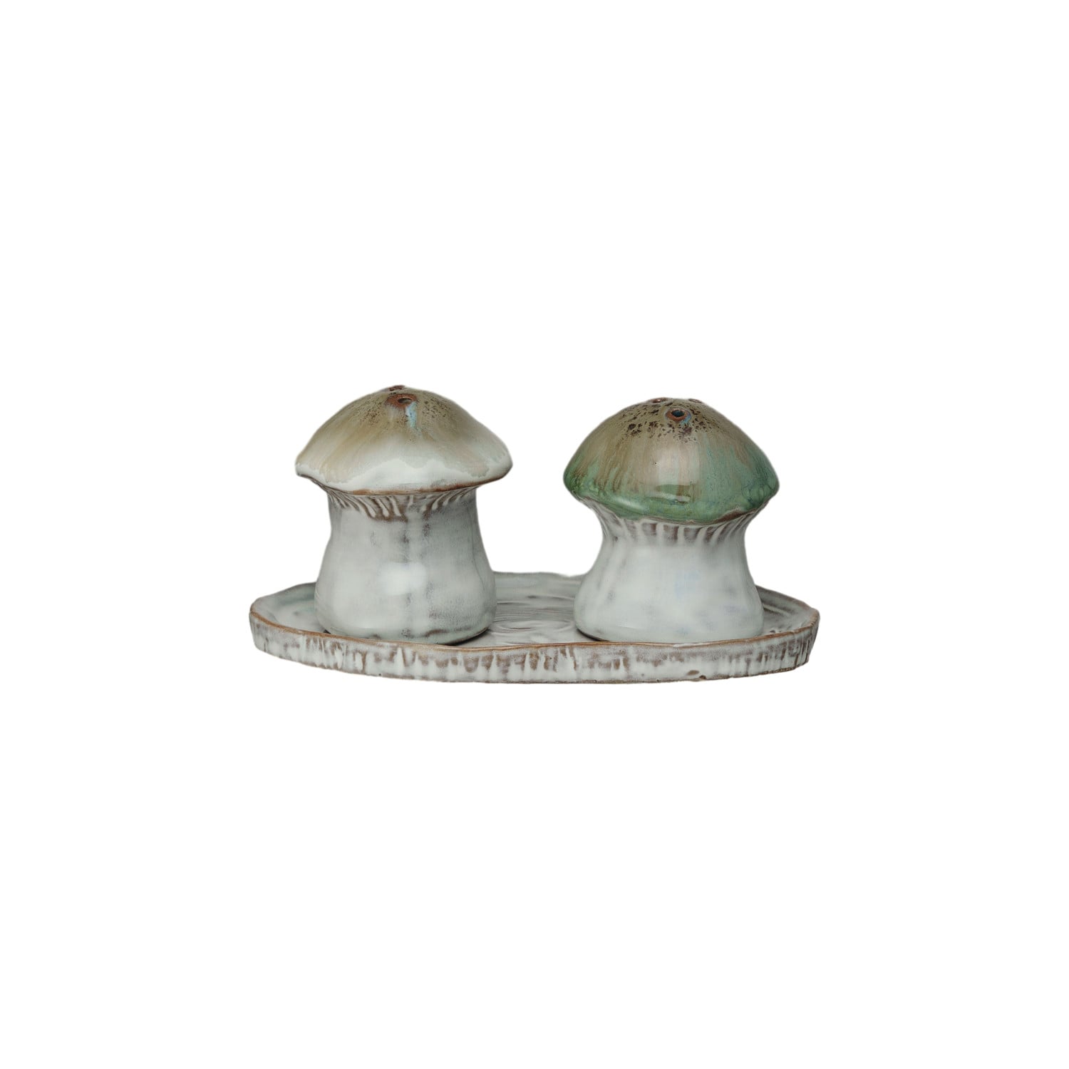 Stoneware Salt and Pepper Shaker Set with Tray