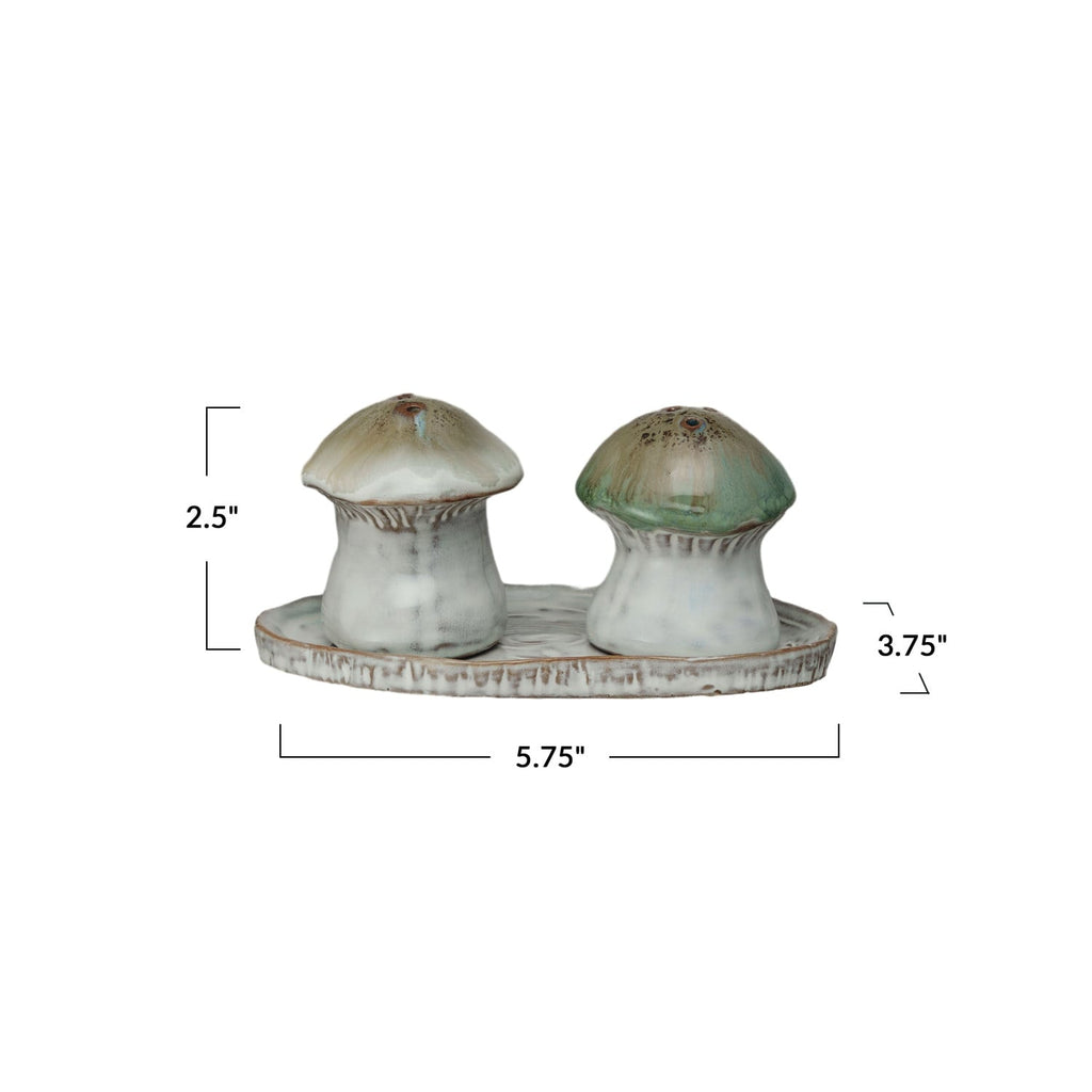 Stoneware Salt and Pepper Shaker Set with Tray