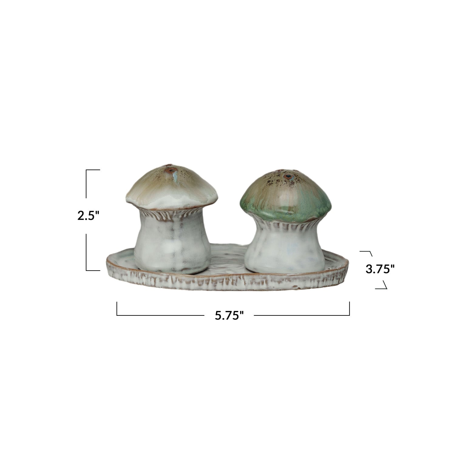 Stoneware Salt and Pepper Shaker Set with Tray