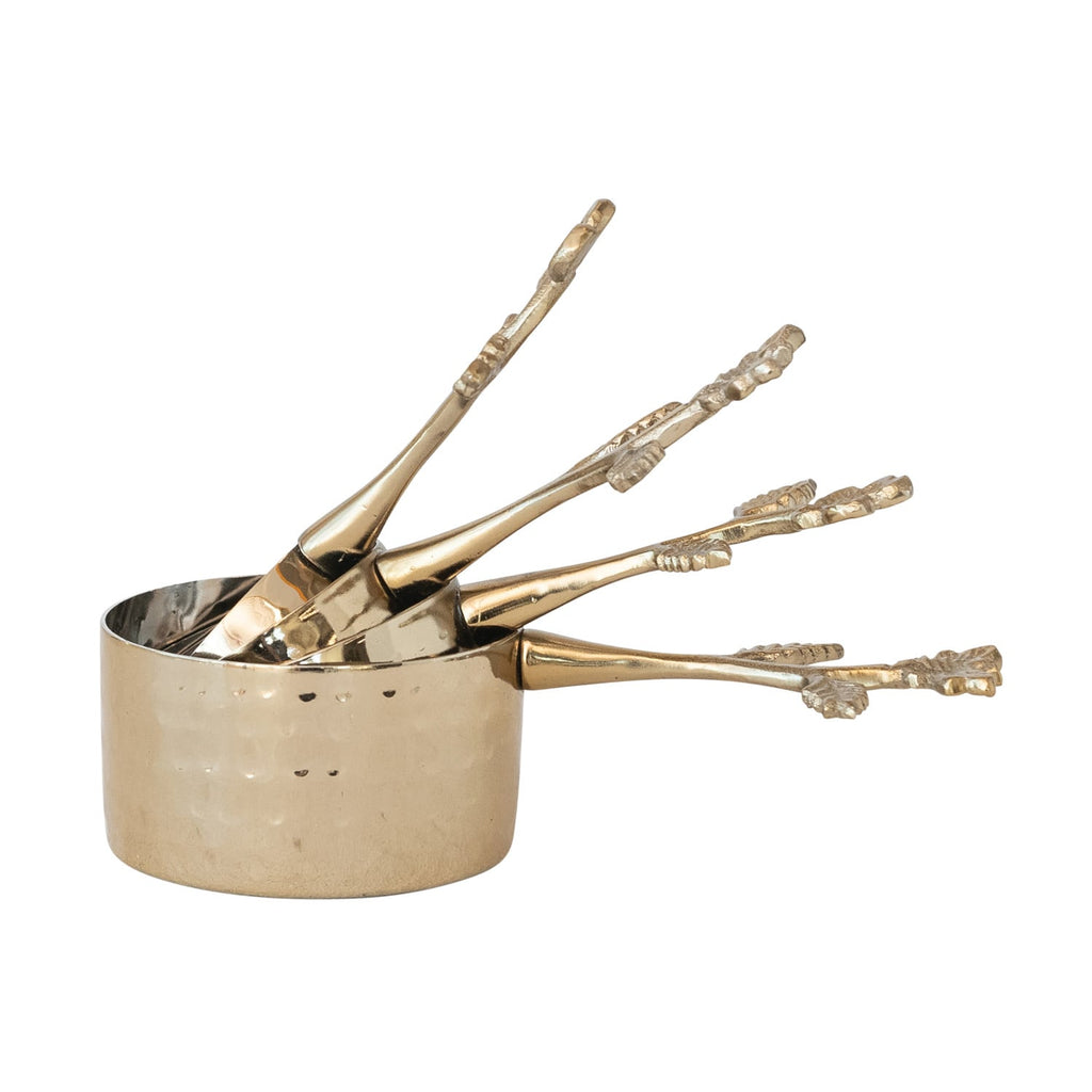 Gold Measuring Cups with Floral Handles