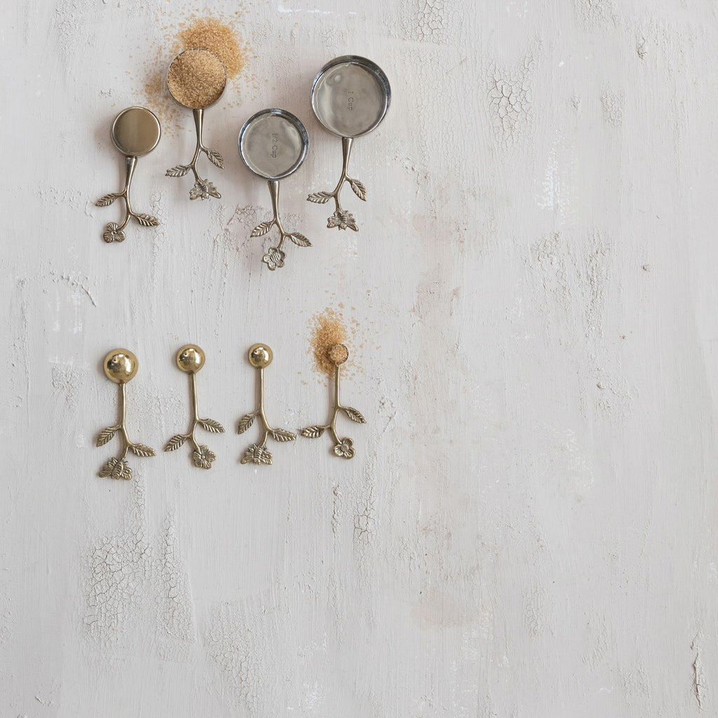 Gold Measuring Cups with Floral Handles