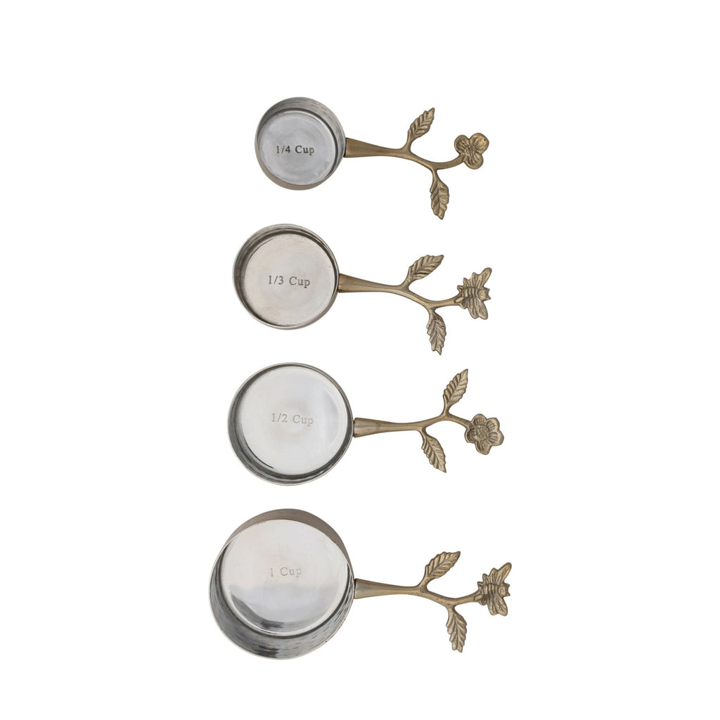 Gold Measuring Cups with Floral Handles