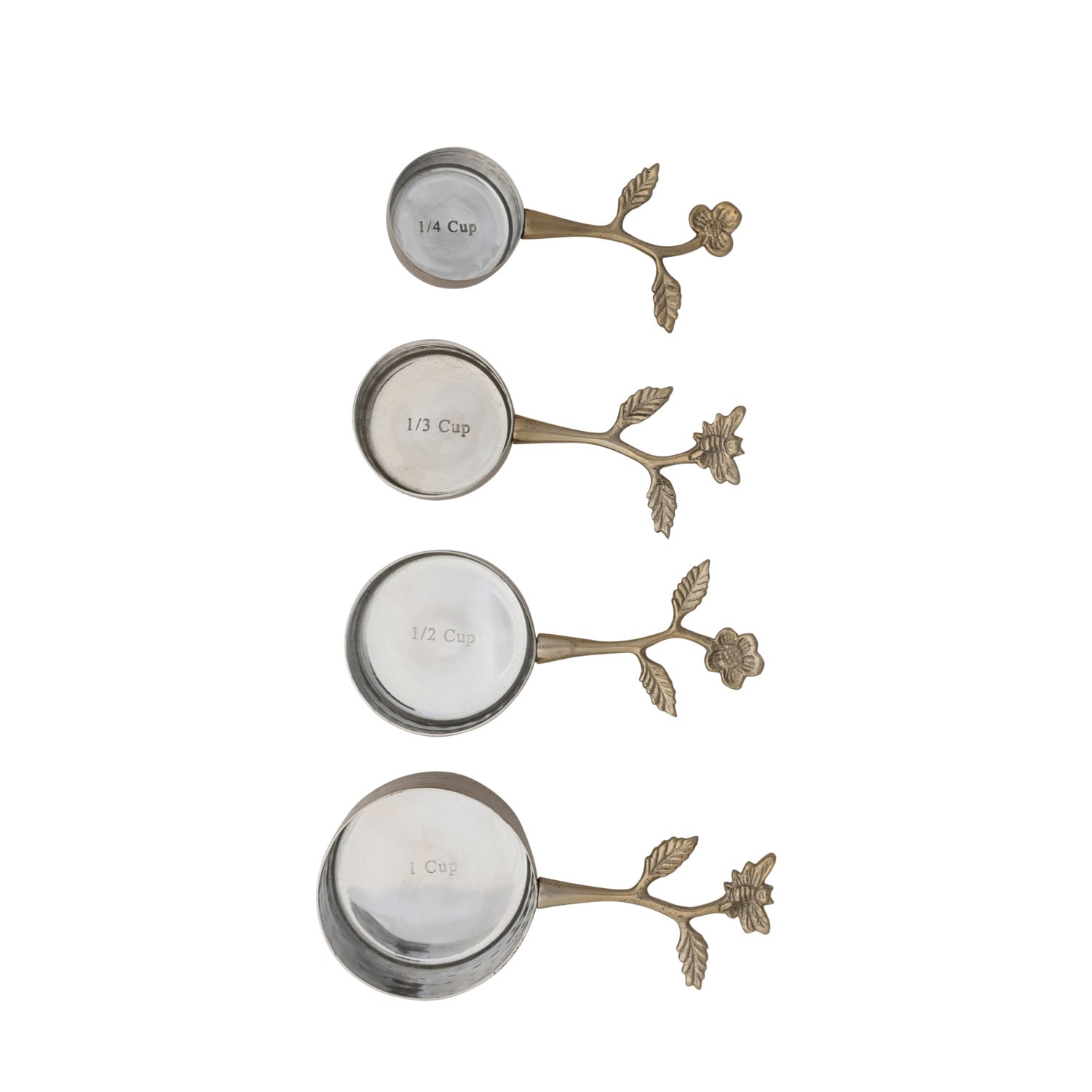 Gold Measuring Cups with Floral Handles