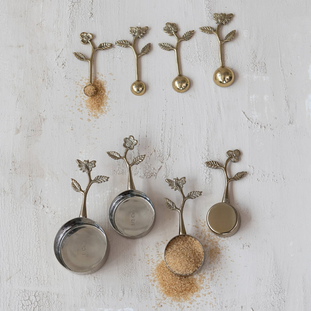 Gold Floral Handle Measuring Spoon Set