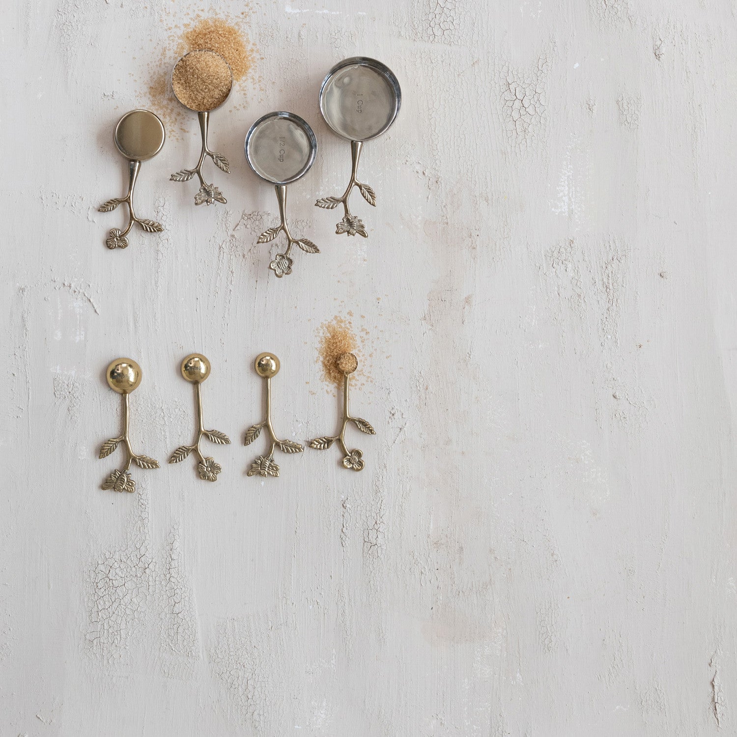 Gold Floral Handle Measuring Spoon Set
