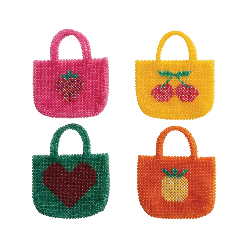 Beaded Fruit & Heart Mini Handbag — Orange