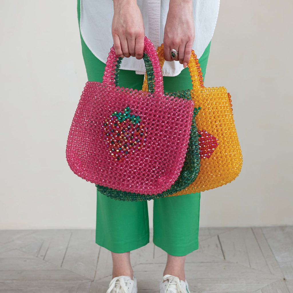 Beaded Fruit & Heart Mini Handbag — Orange