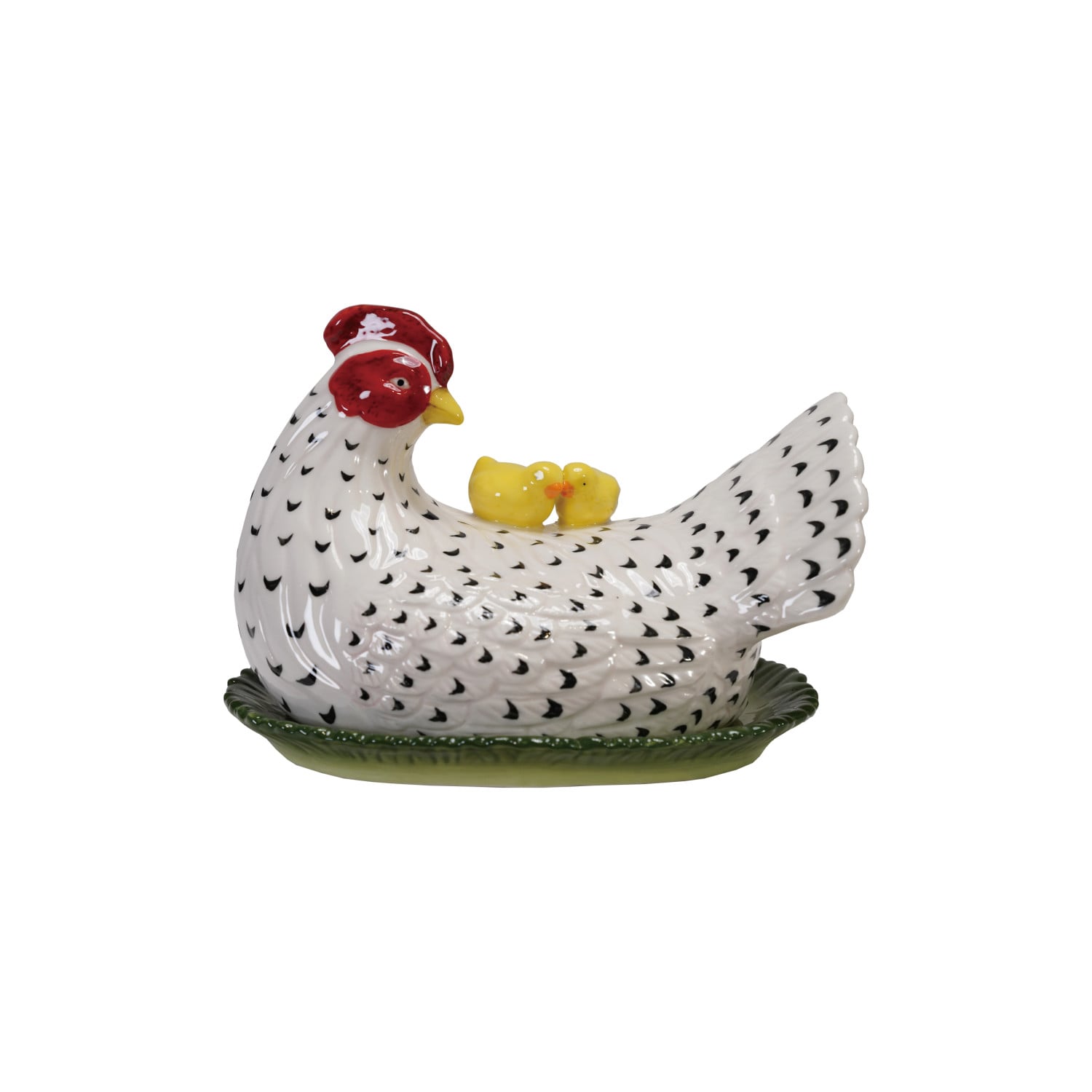 Whimsical Hen Stoneware Butter Dish