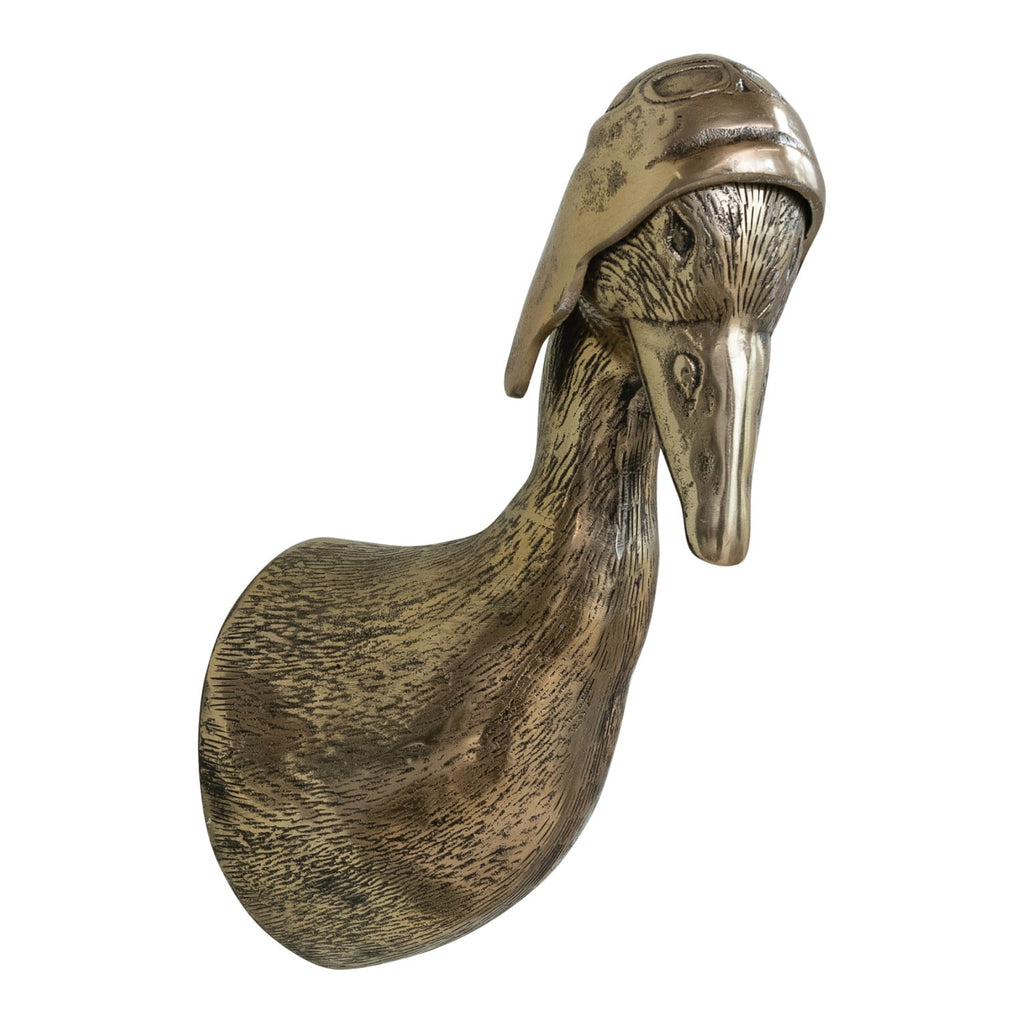 Brass Duck Head Wall Decor with Flight Hat