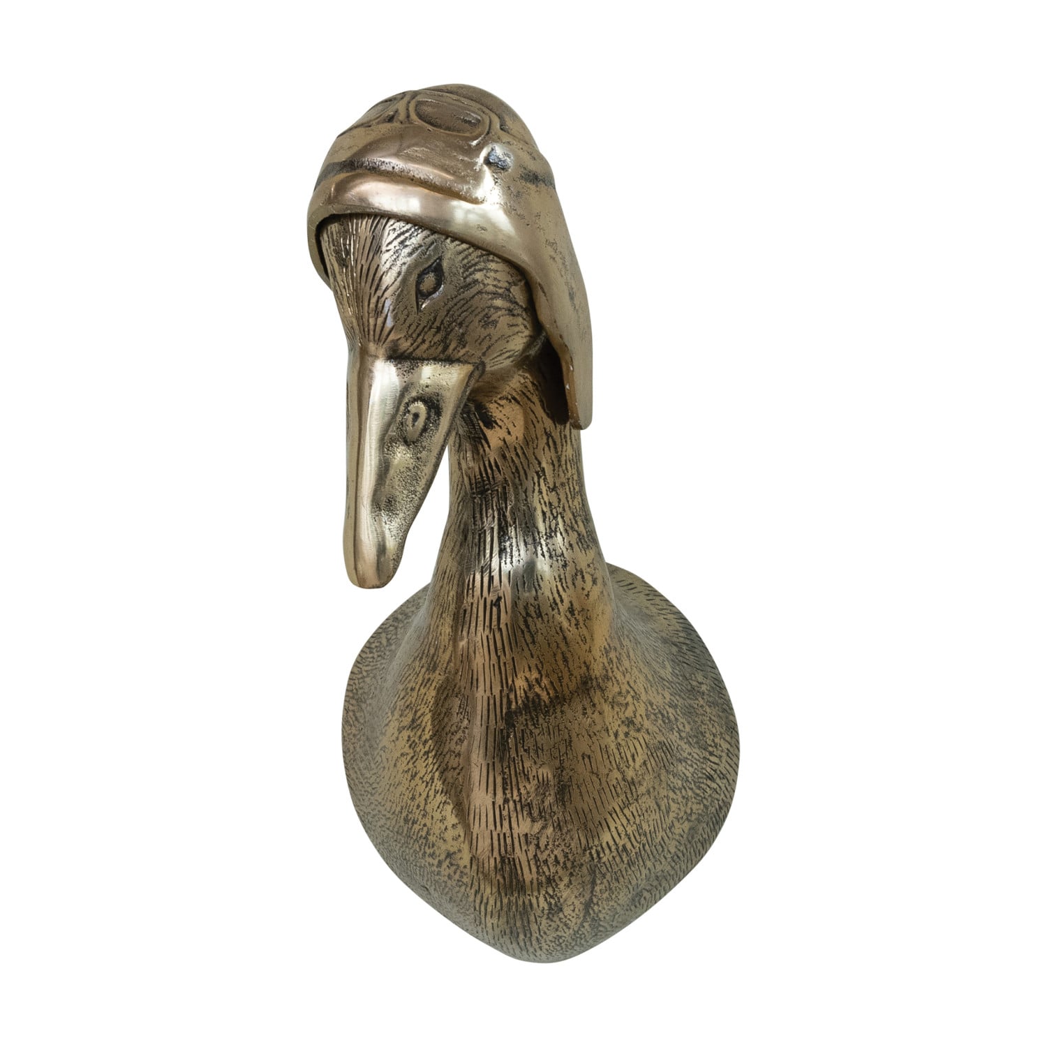 Brass Duck Head Wall Decor with Flight Hat