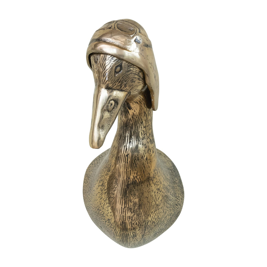 Brass Duck Head Wall Decor with Flight Hat