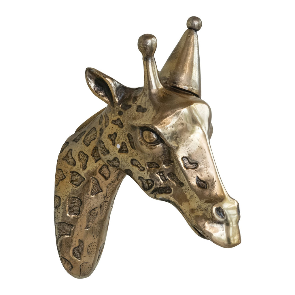 Brass Giraffe Wall Décor with Party Hat