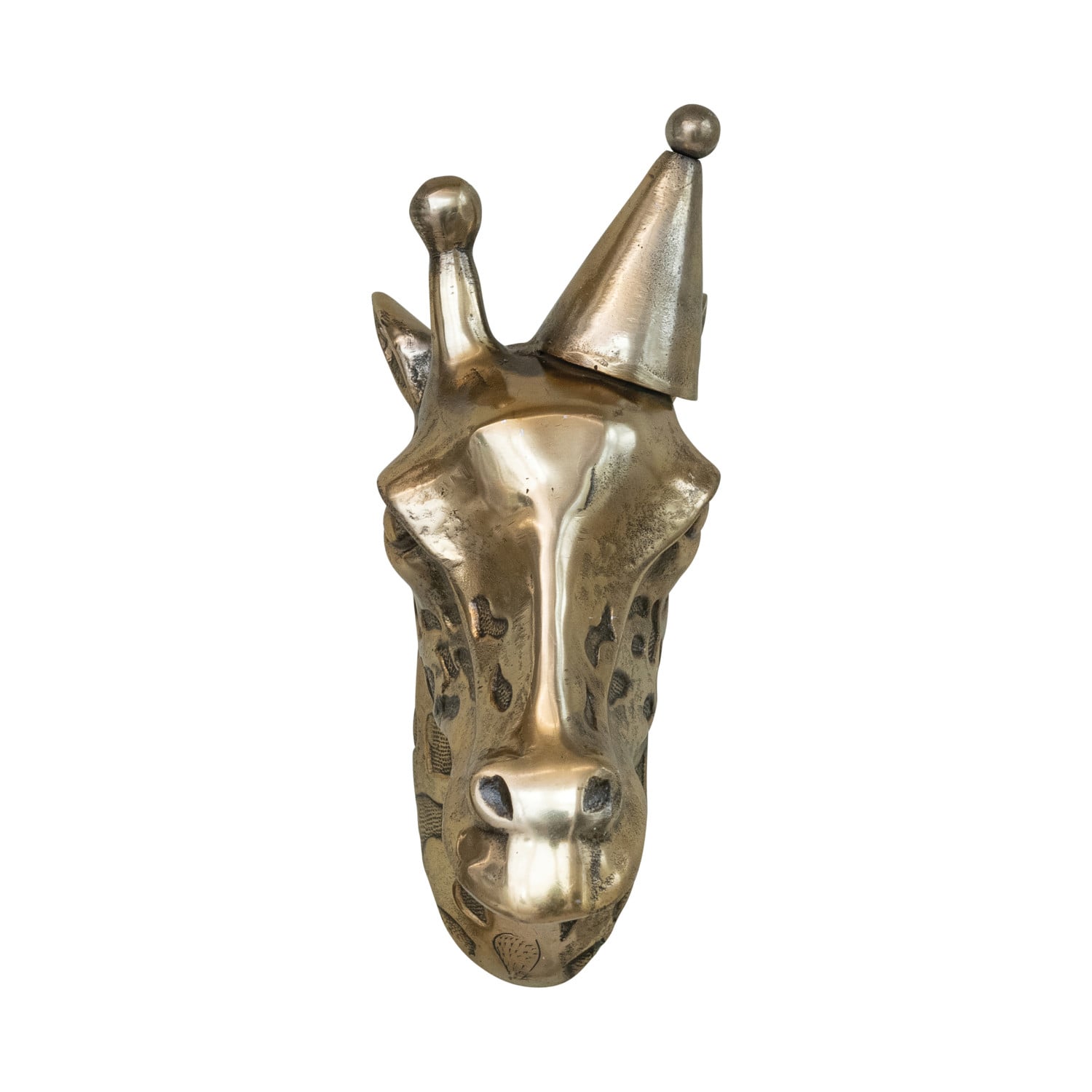 Brass Giraffe Wall Décor with Party Hat