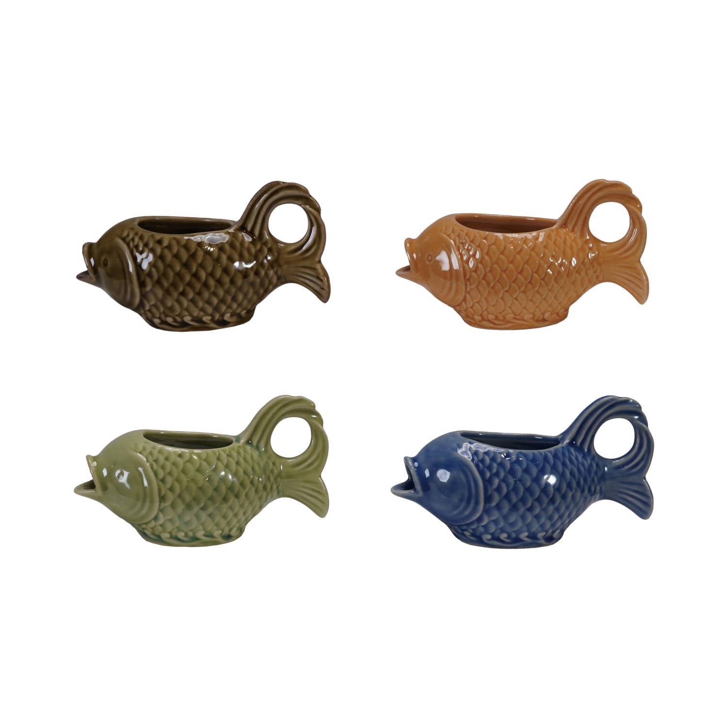 Petite Fish Stoneware Creamer — BLUE