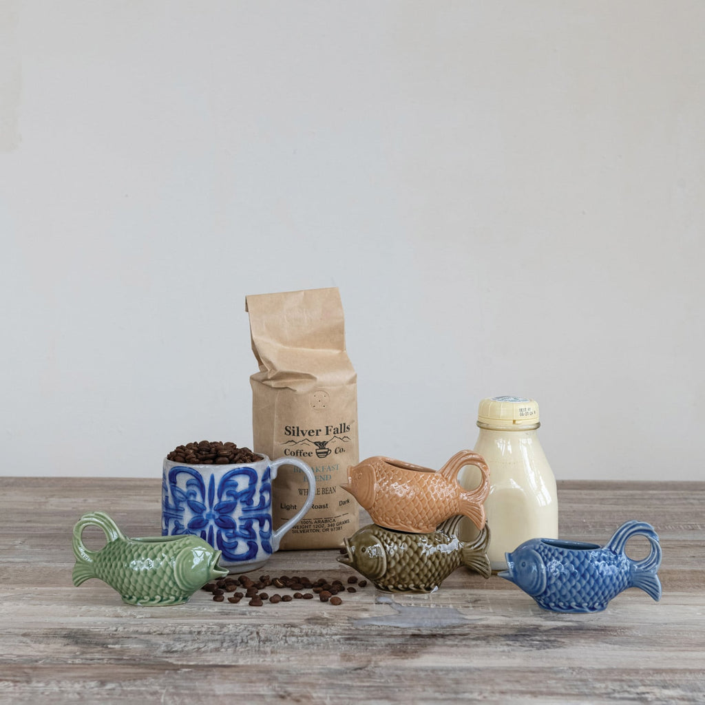 Petite Fish Stoneware Creamer — BLUE