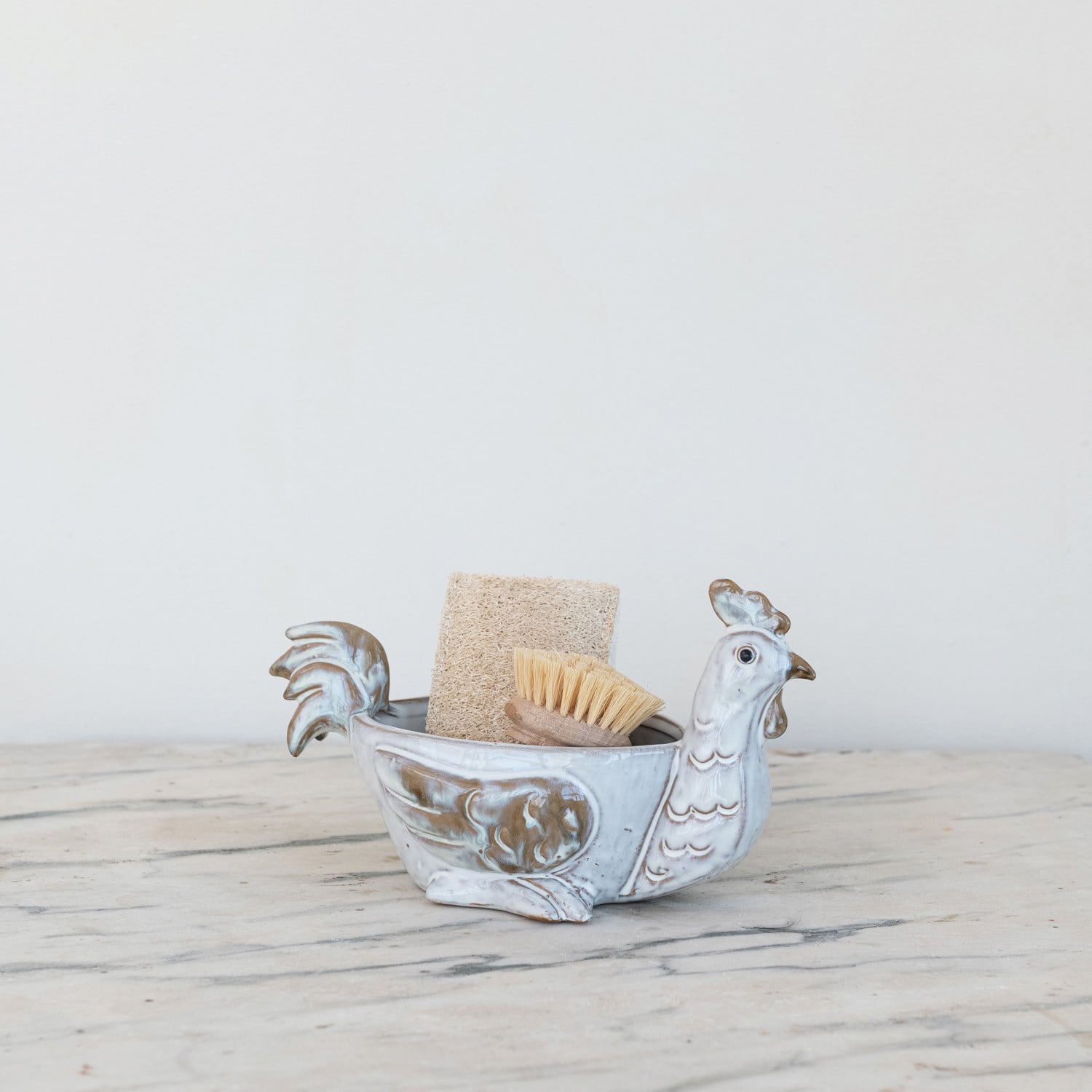 Whimsical Hen Ceramic Sponge Holder