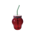 Strawberry Glass Tumbler Set with Gingham Lid