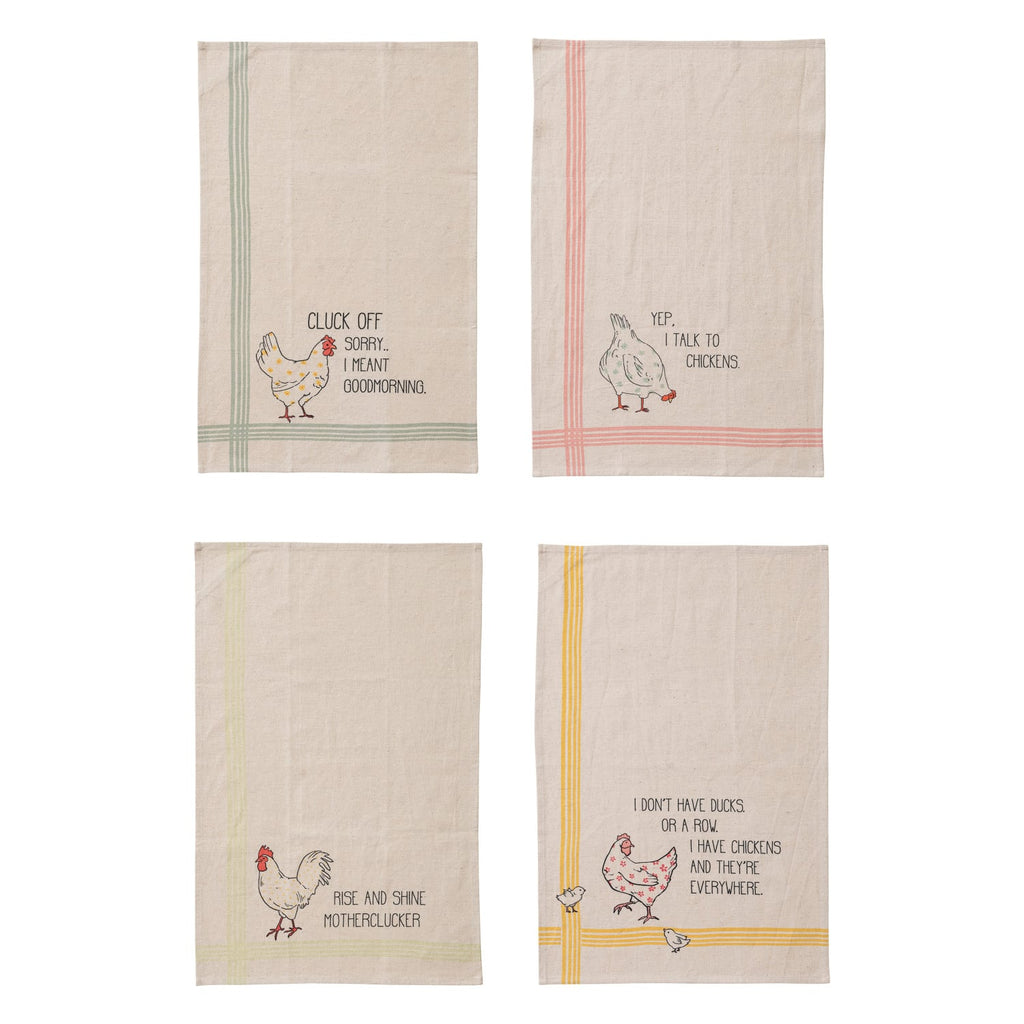 Whimsical Chicken Quote Kitchen Towel
