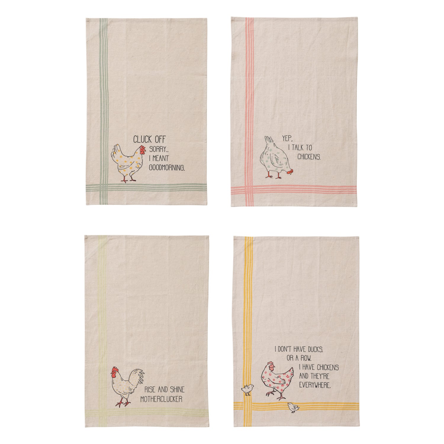 Whimsical Chicken Quote Kitchen Towel