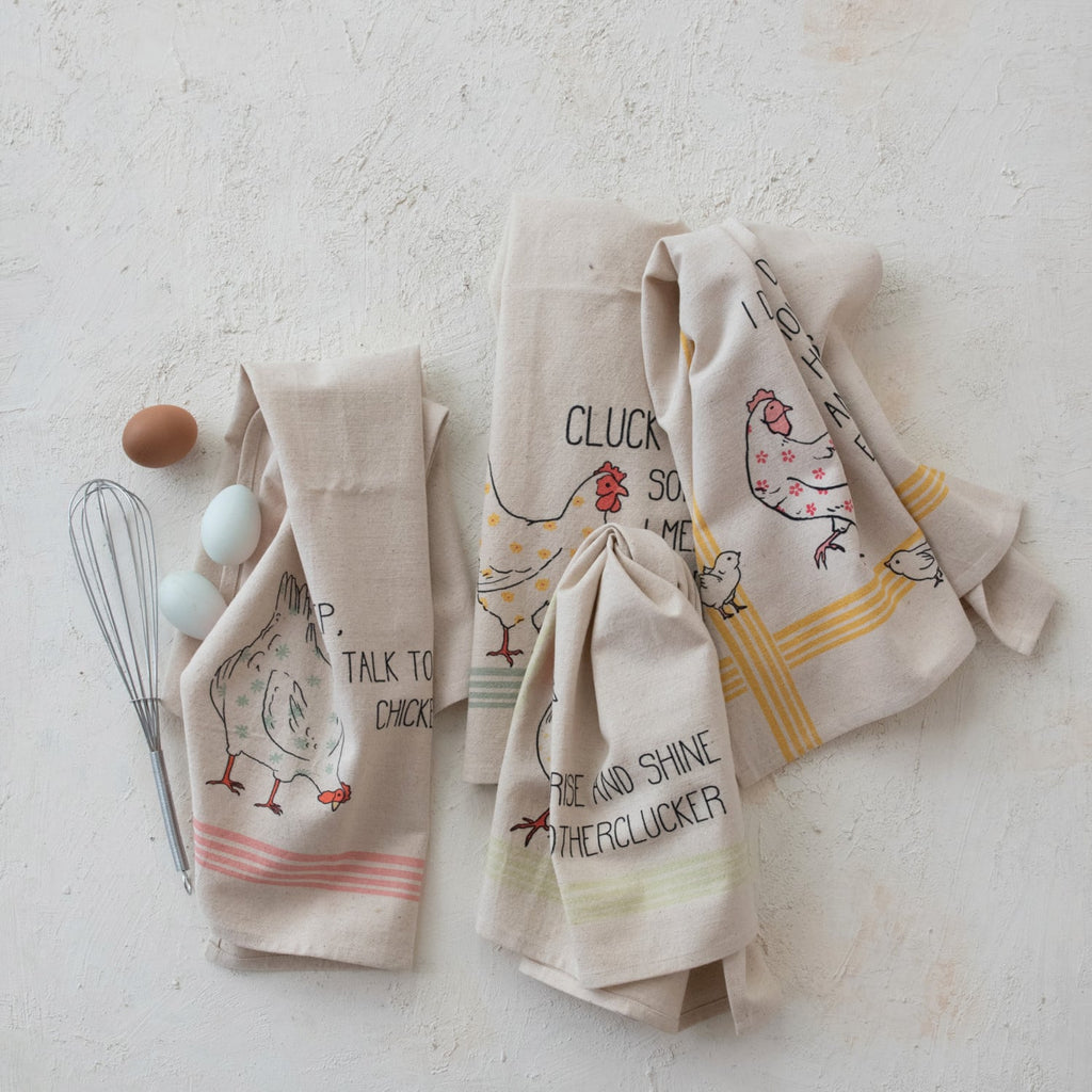 Whimsical Chicken Quote Kitchen Towel
