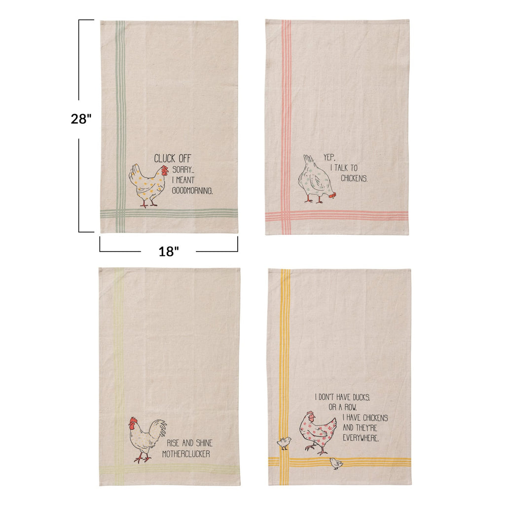 Whimsical Chicken Quote Kitchen Towel