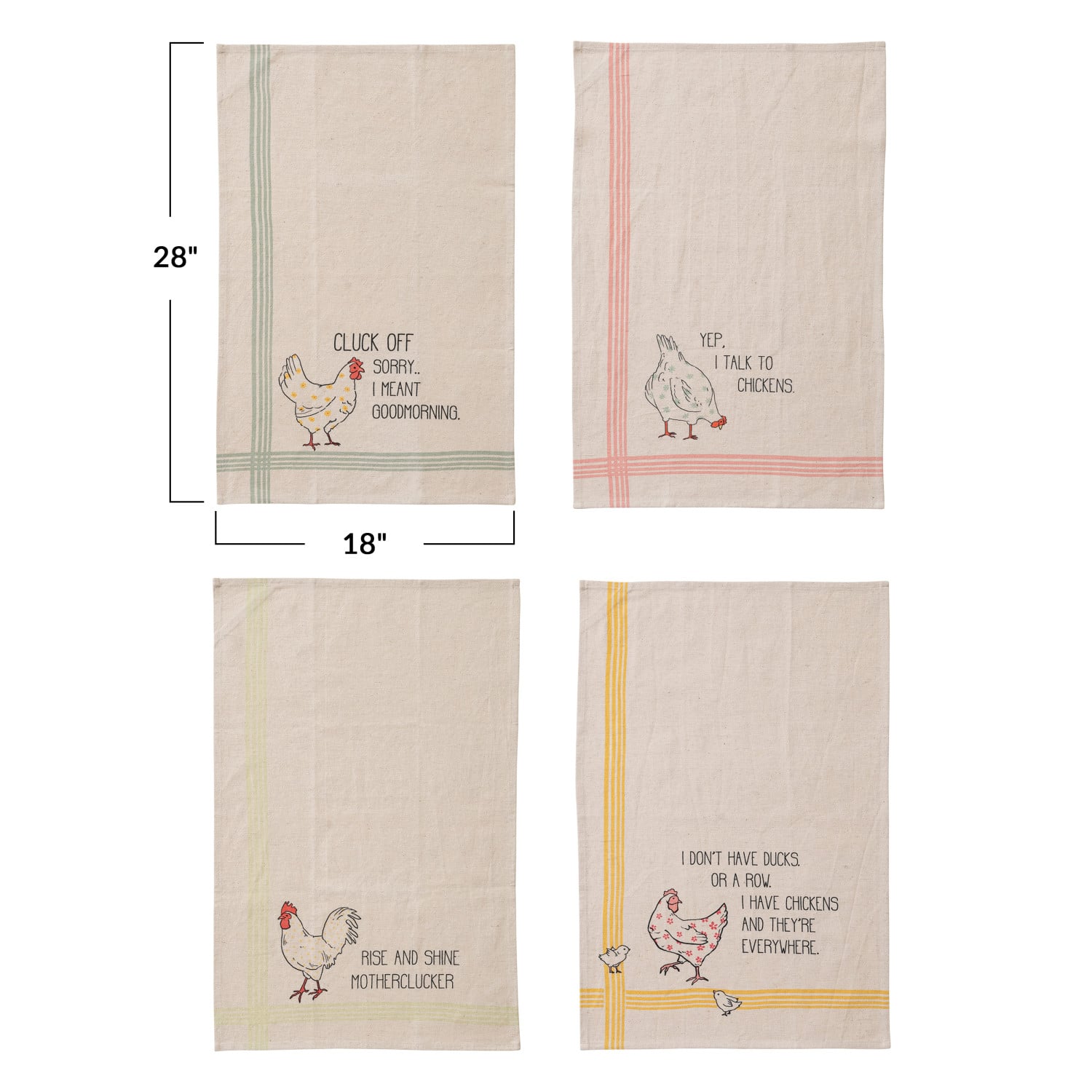 Whimsical Chicken Quote Kitchen Towel