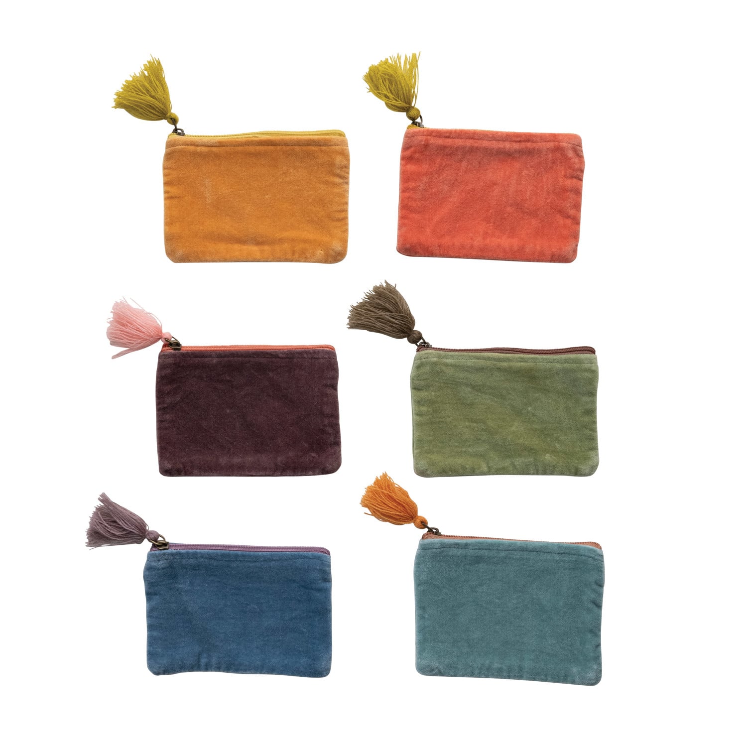 Cotton Velvet Tassel Zip Pouch