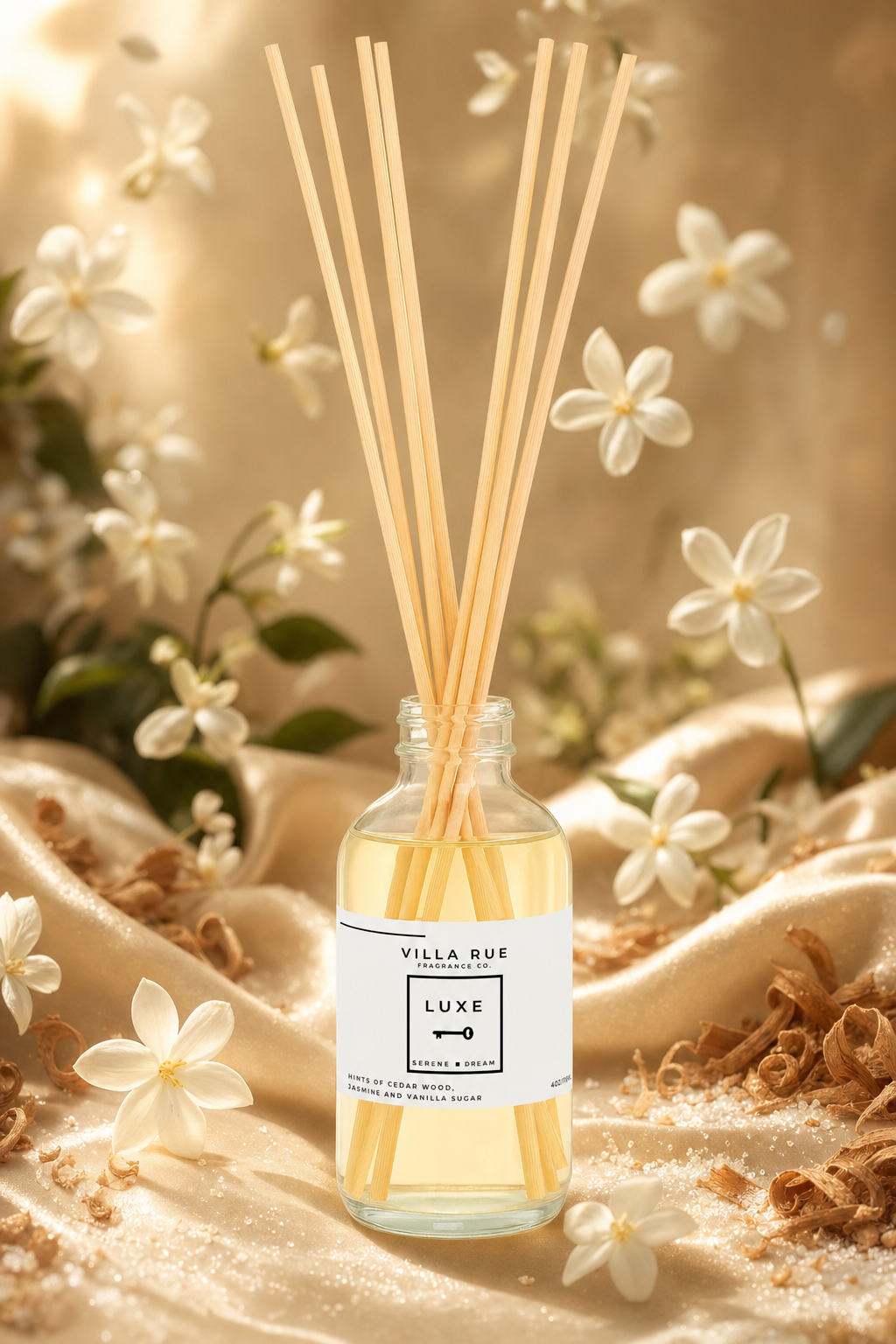 Villa Rue Luxe reed diffuser — themed scene