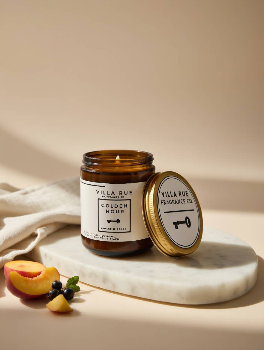 Villa Rue golden hour soy candle — 8oz Amber Jar