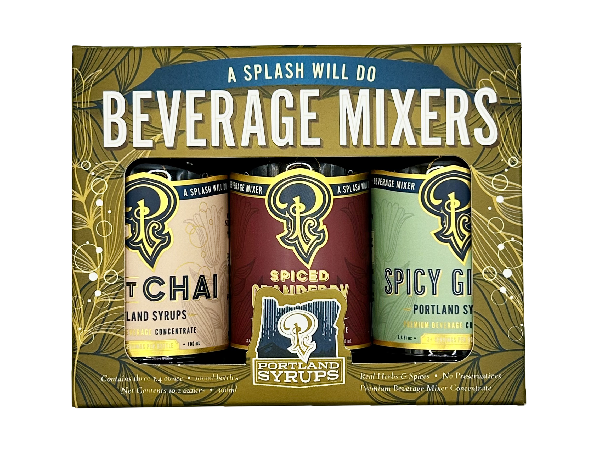 Portland Syrups Gold Variety Gift Set – Bright Chai, Spicy Ginger, Spiced Cranberry