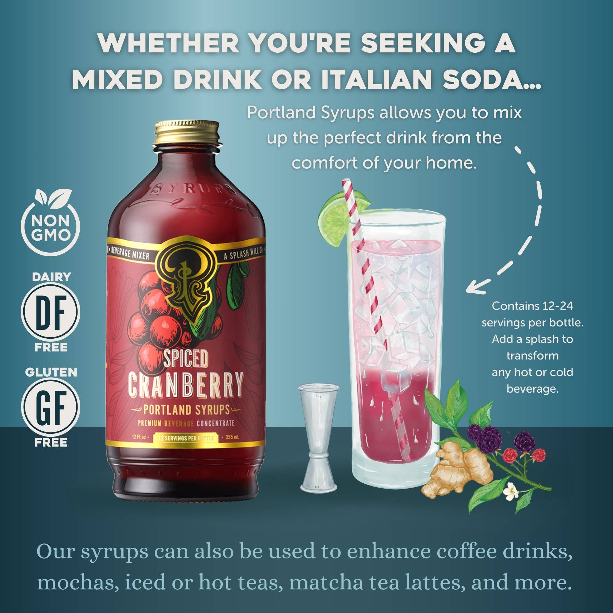 Portland Syrups Spiced Cranberry Cocktail & Coffee Syrup — 12oz