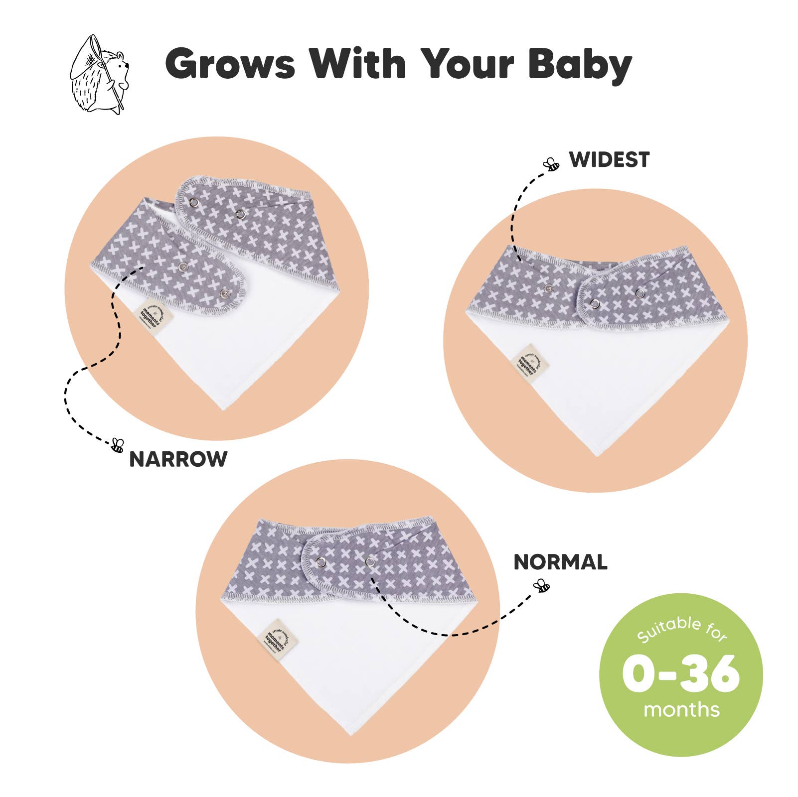KeaBabies Organic Bandana Drool Bibs — Mono Black & White (10-Pack)