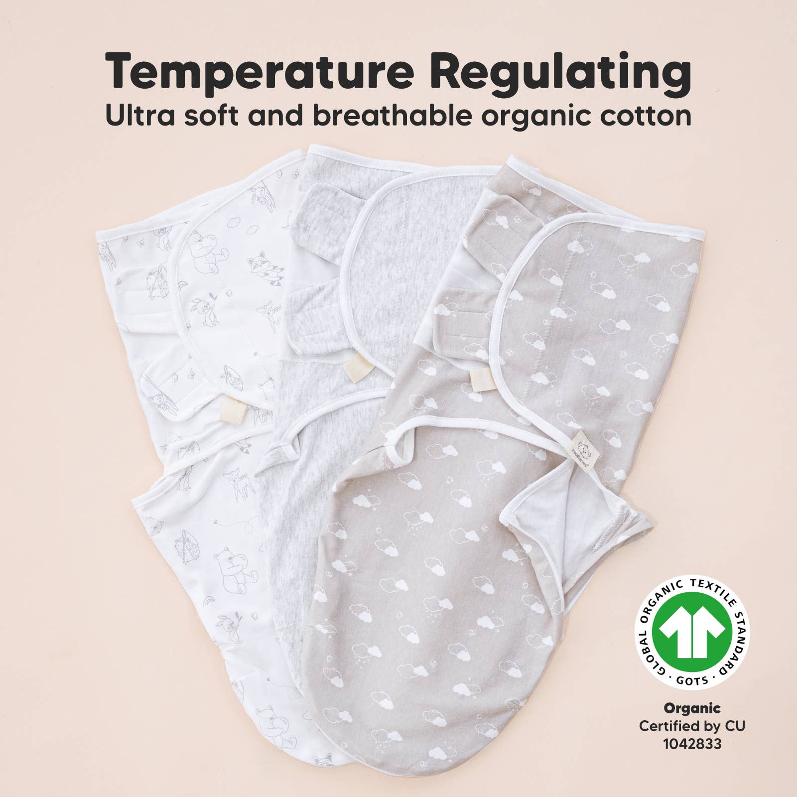 KeaBabies Soothe Zippy Swaddle Sacks — Aspire (3-Pack, 0-3 Months)