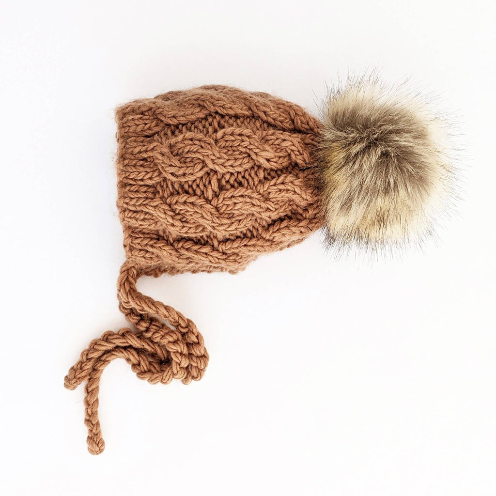 Huggalugs Aspen Pecan Cable Knit Bonnet
