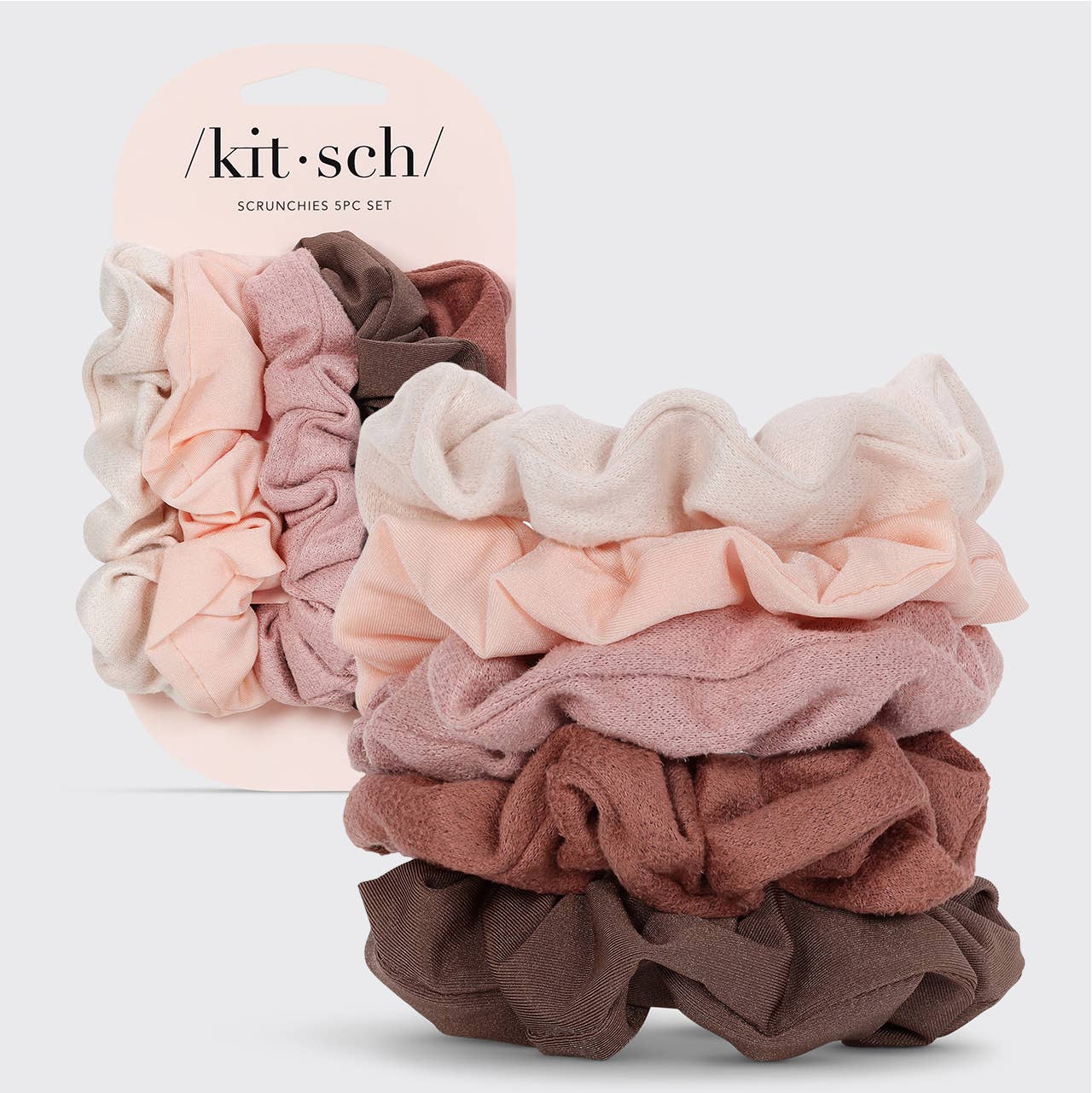 Kitsch Textured Scrunchies — Terracotta (5-Pack Set)