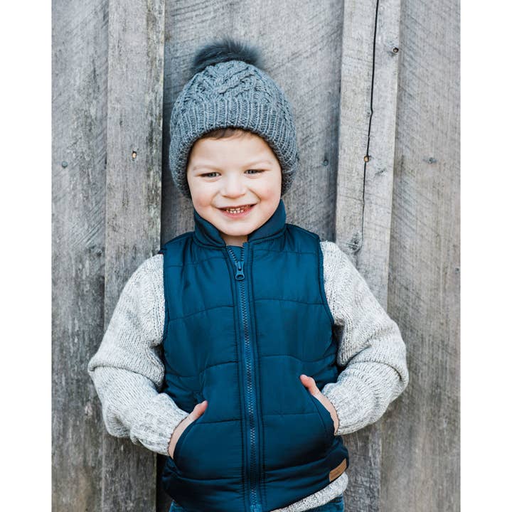 Huggalugs Grey Pom Pom Beanie