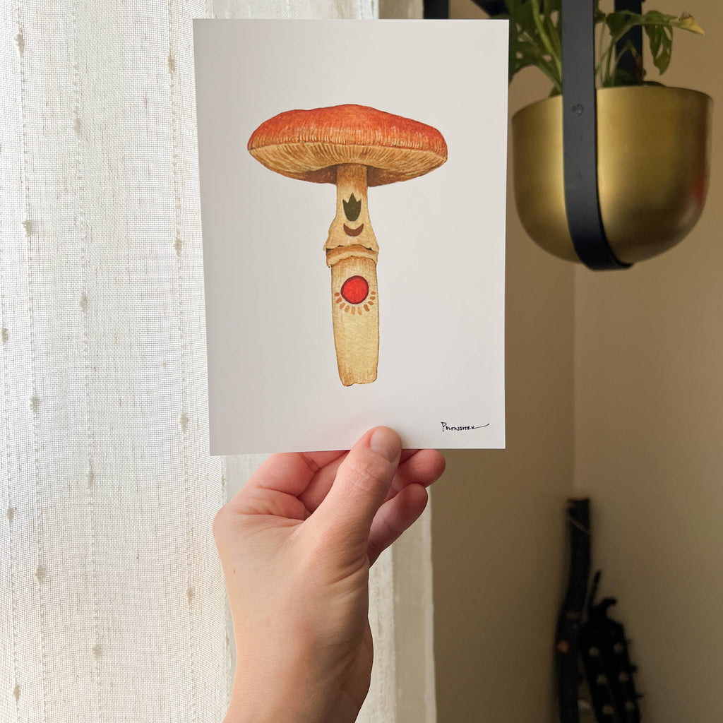 Polanshek of the Hills 5×7 Art Print — Mineral Mushroom (Carnelian)