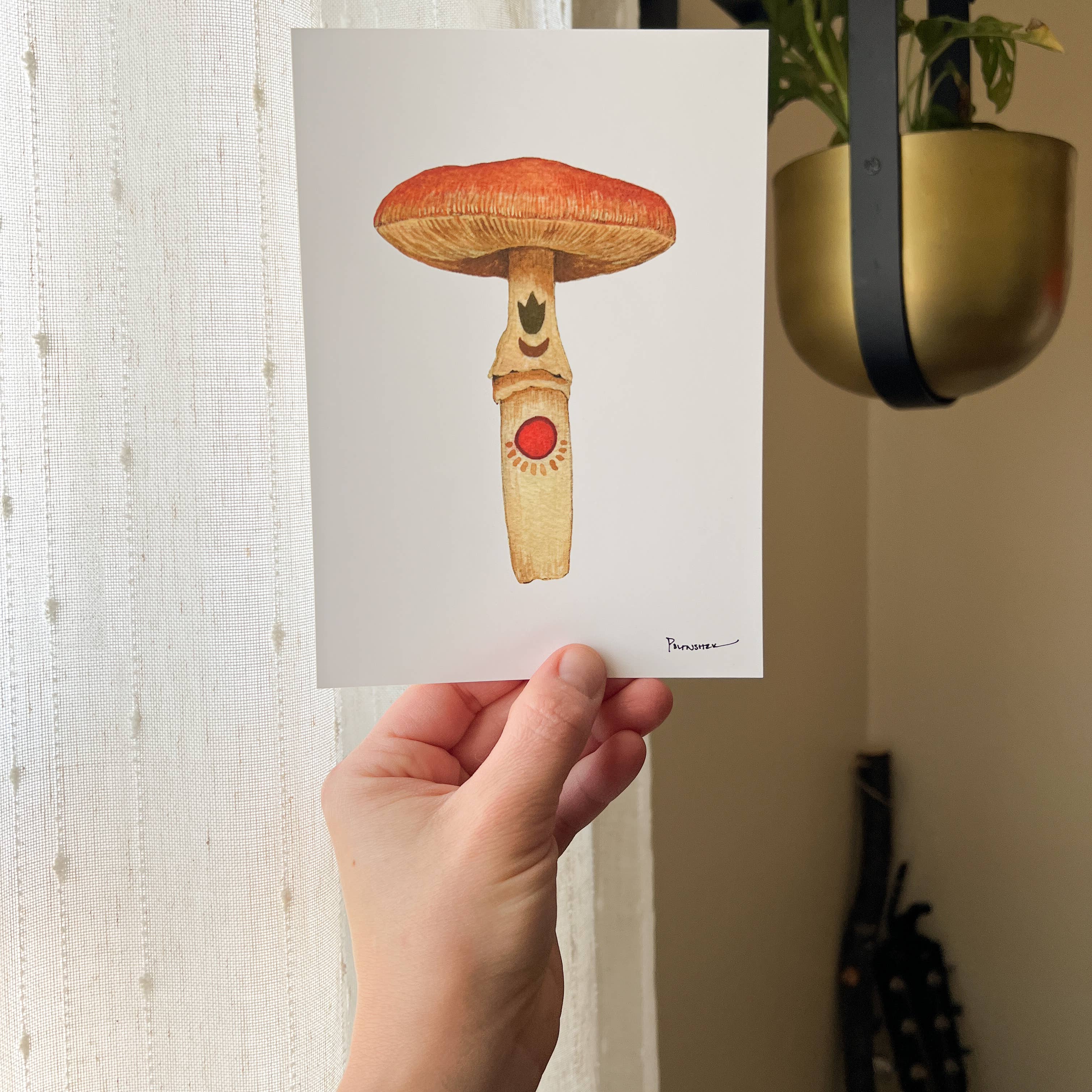 Polanshek of the Hills 5×7 Art Print — Mineral Mushroom (Carnelian)
