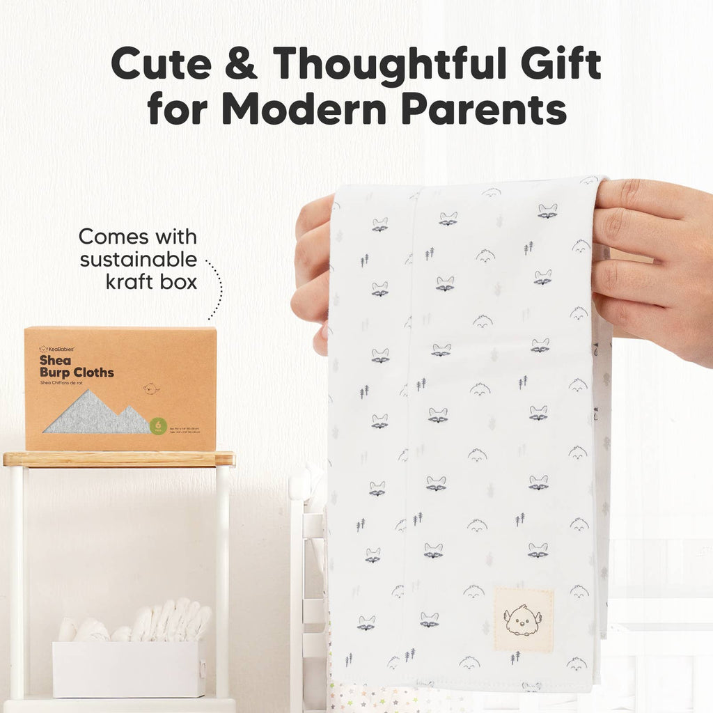 KeaBabies Shea Organic Cotton Burp Cloths — Neutrals (6-Pack)