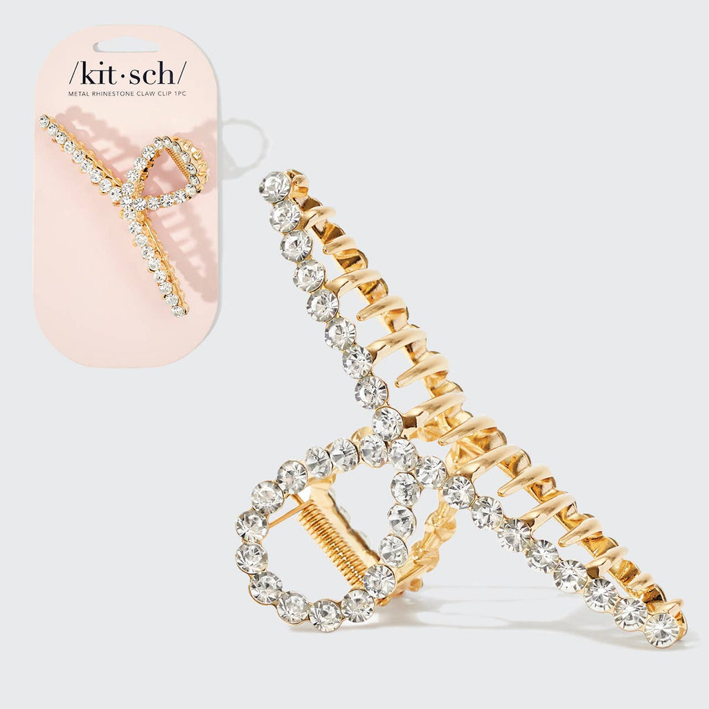 Kitsch Metal Rhinestone Loop Claw Clip — Gold