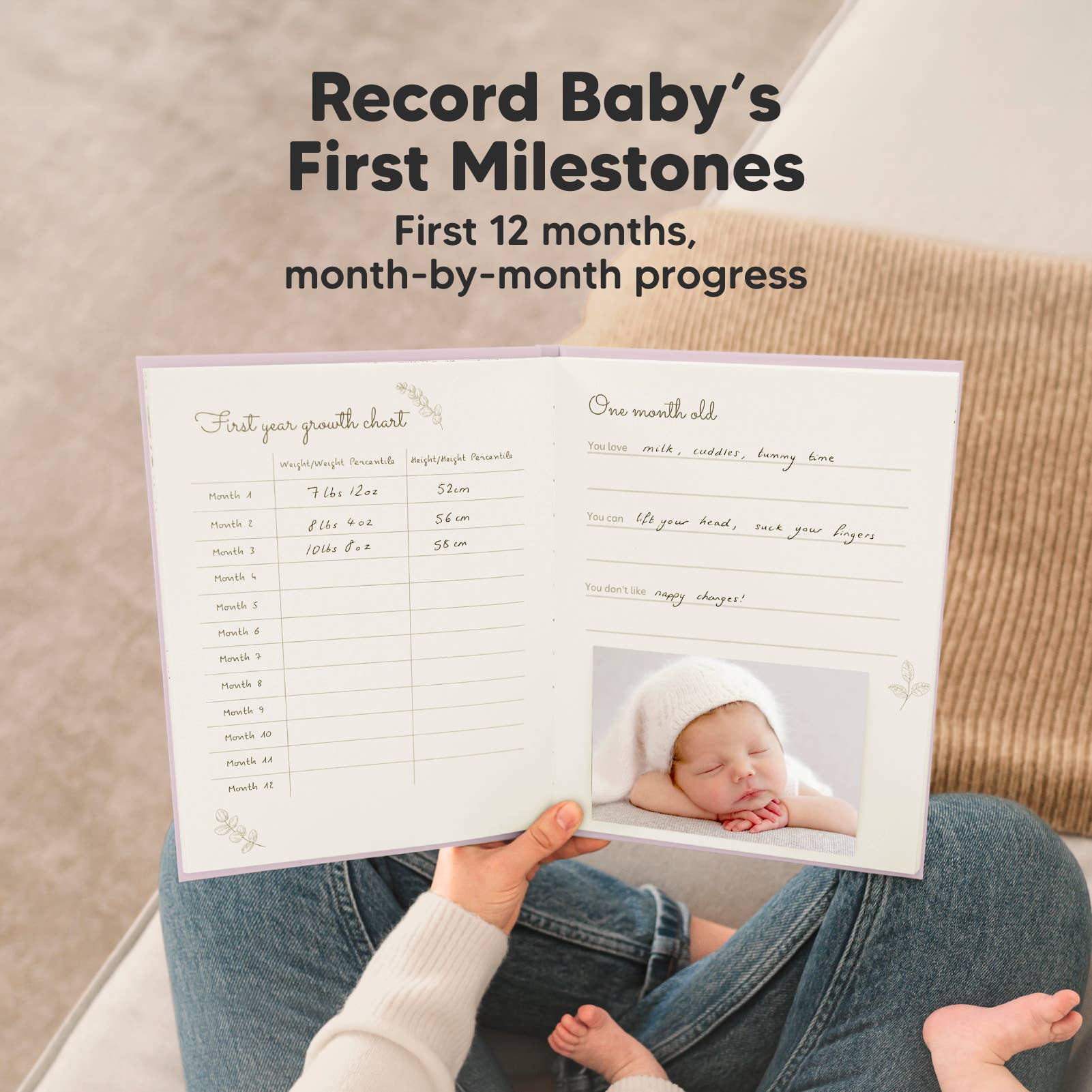 KeaBabies Sketch Baby Memory Book — Mist Pink