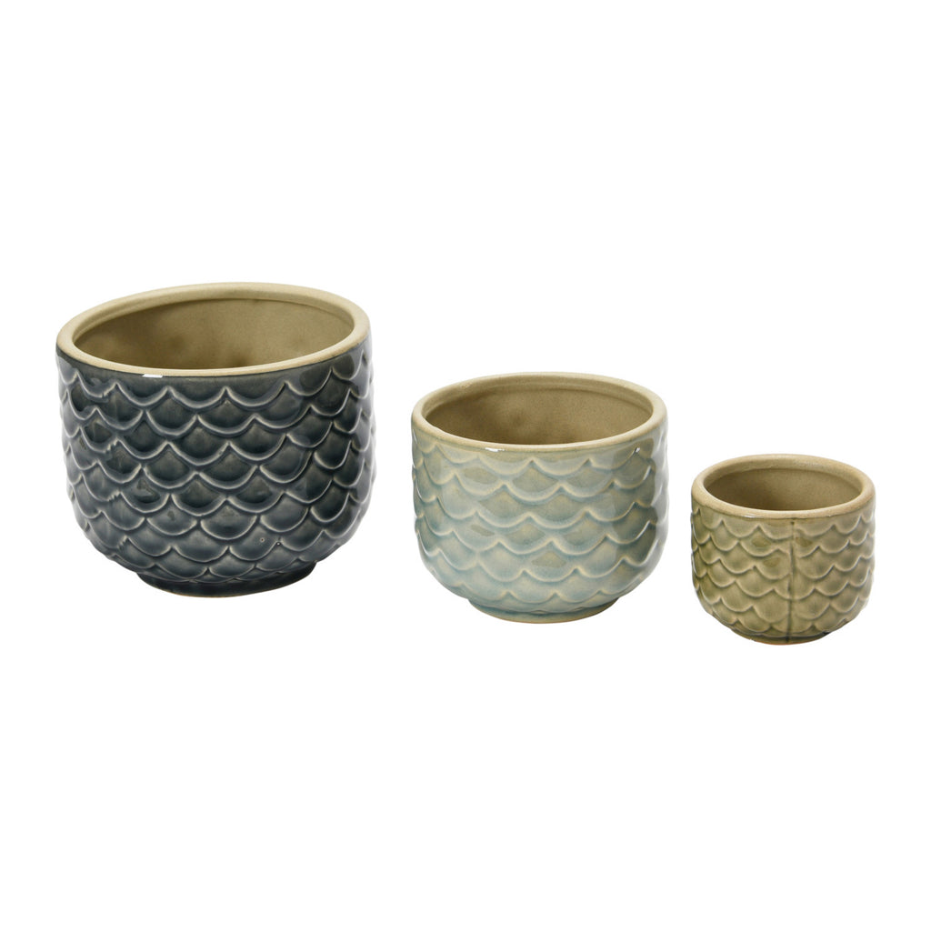 Crackle Glaze Owl Stoneware Planter