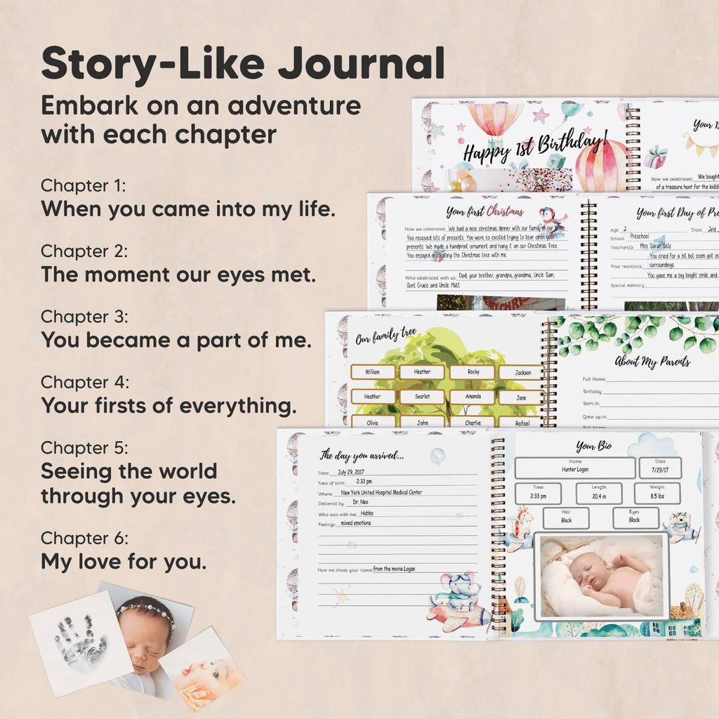 KeaBabies Keepsake Baby Memory Book — Balloon Edition