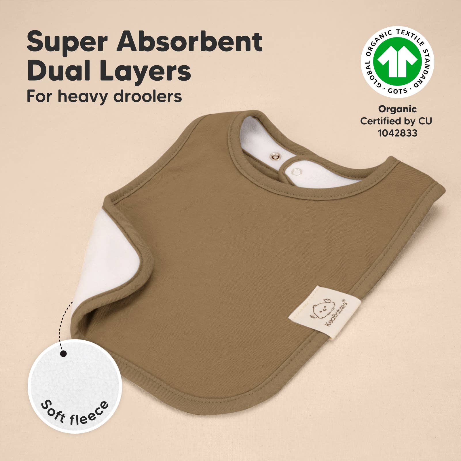 KeaBabies Coast Organic Cotton Drool Bibs — Terracotta (8-Pack)
