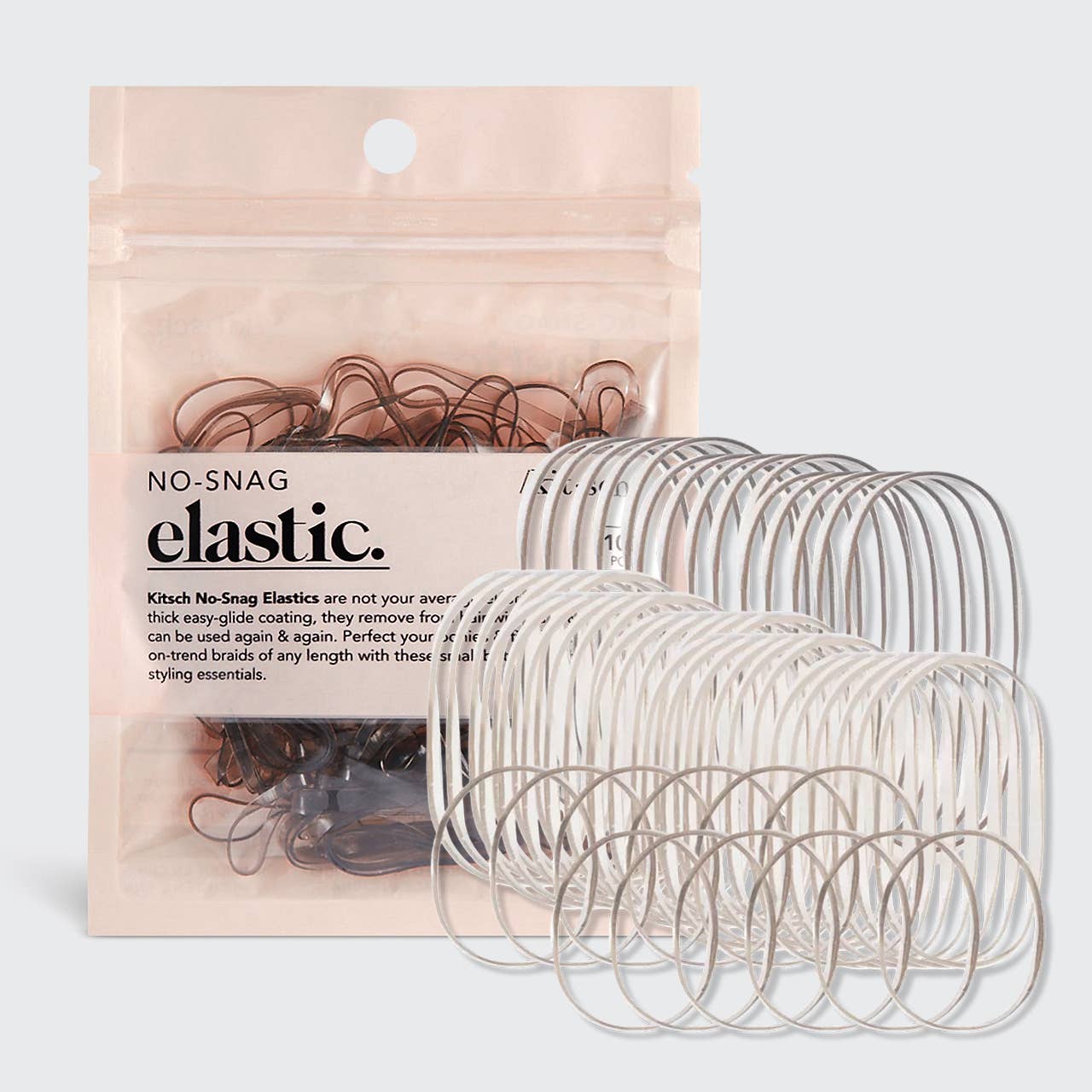 Kitsch No-Snag Elastics — Brown (100-Pack)