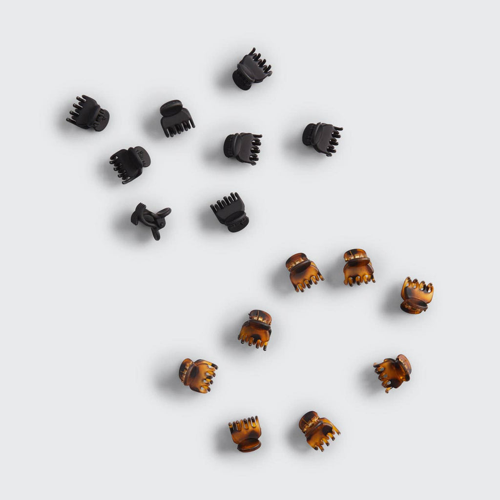 Kitsch Mini Classic Claw Clips — Black & Tort (16-Pack)