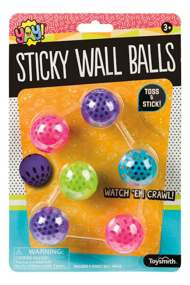 Toysmith Yay! Sticky Wall Balls (6-Pack)