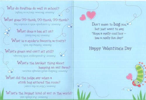Valentine Bug Boy Greeting Card