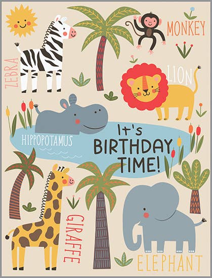 Gina B Birthday Card — Kids' Jungle Animals