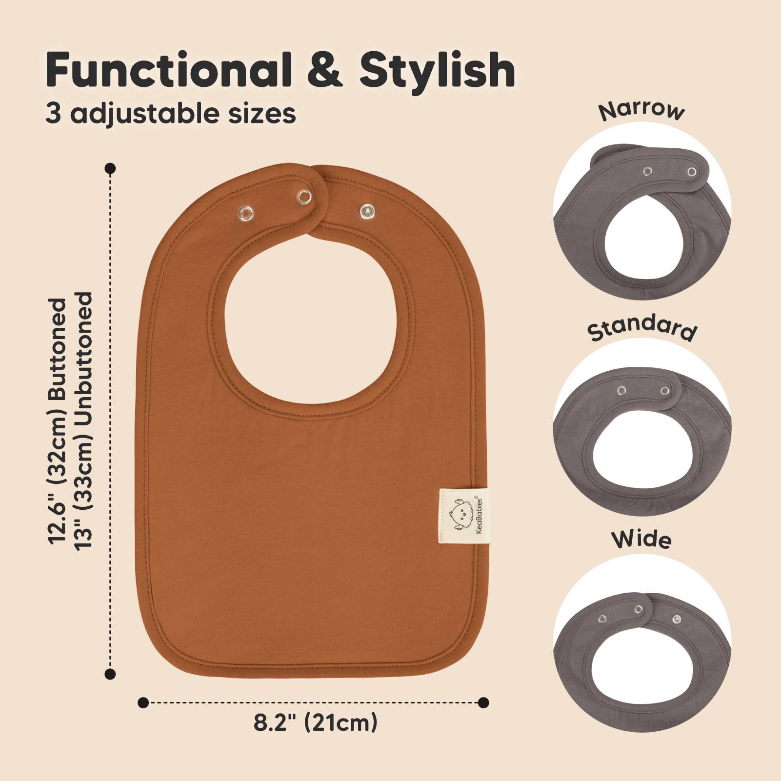 KeaBabies Coast Organic Cotton Drool Bibs — Terracotta (8-Pack)